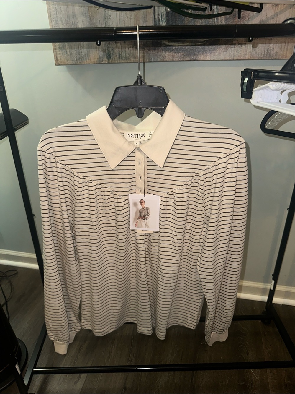 Nation Cream and Black Striped Long-Sleeve NWT